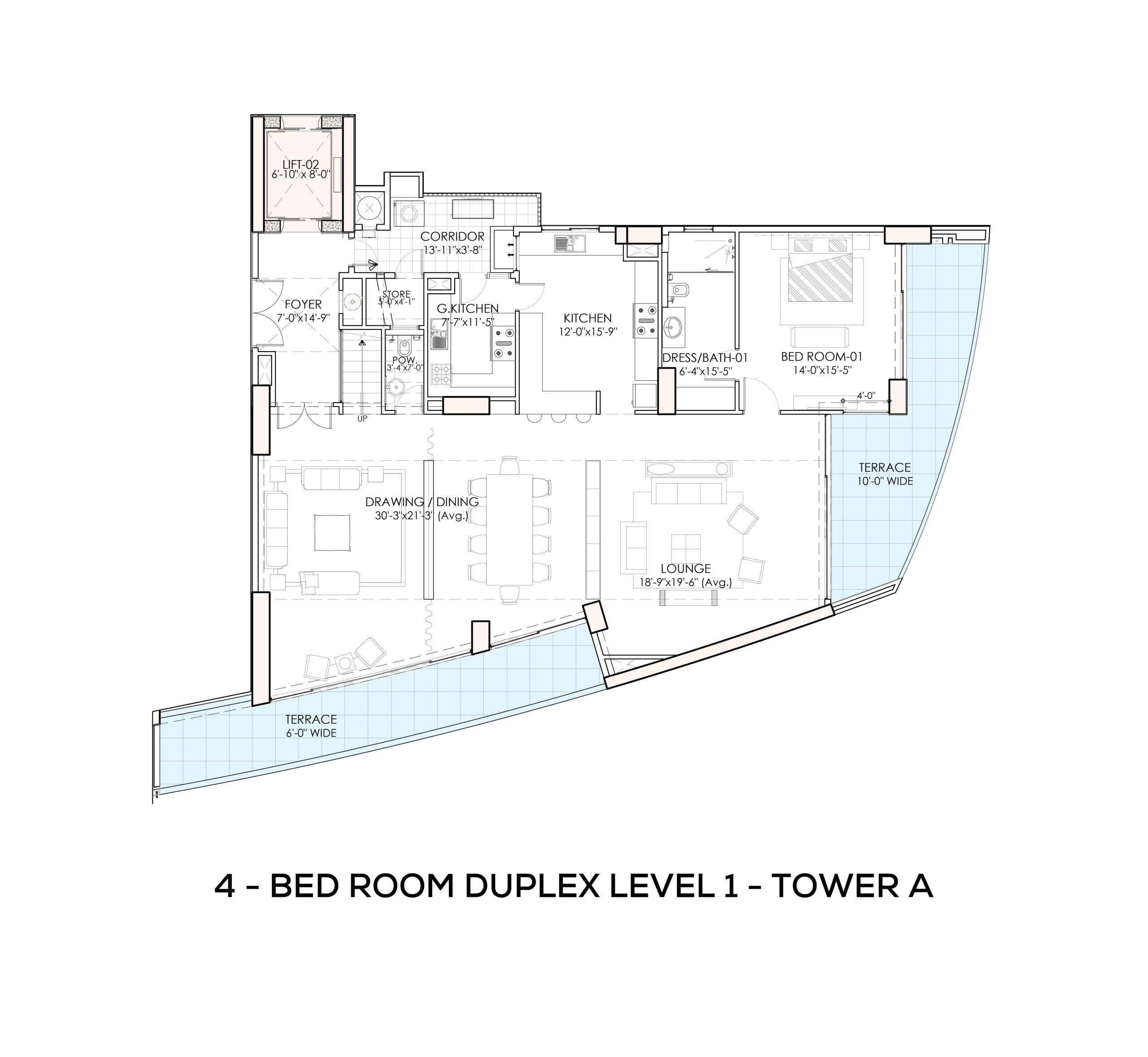 Tower A – 4 Bedroom Duplex