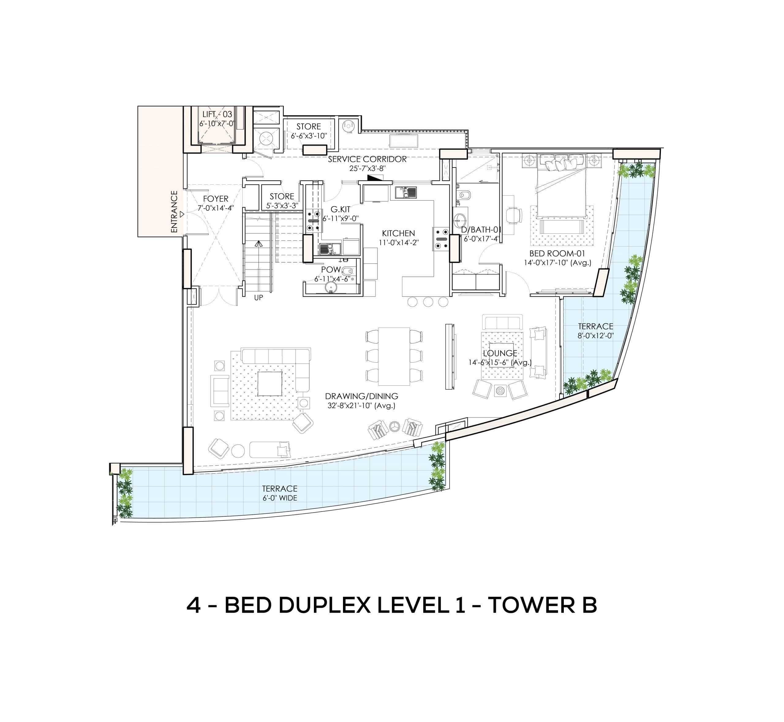 Tower B – 4 Bedroom Duplex